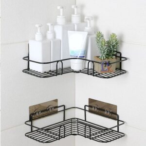 Triangular Corner Shelf (No-Drill) Black – Bathroom & Kitchen Wall Storage Rack | Space Saving Organizer Kenya
