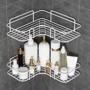 Triangular Corner Shelf (No-Drill) White – Bathroom & Kitchen Wall Storage Rack | Space Saving Organizer Kenya
