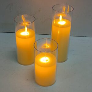 3-in-1 Acrylic Flameless LED Candle Set – Realistic Yellow Flame Pillar Candles | Home Decor Kenya