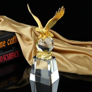 Gold Metal Eagle Trophy with Crystal Base – Luxury Decorative Ornament | Executive Decor Kenya