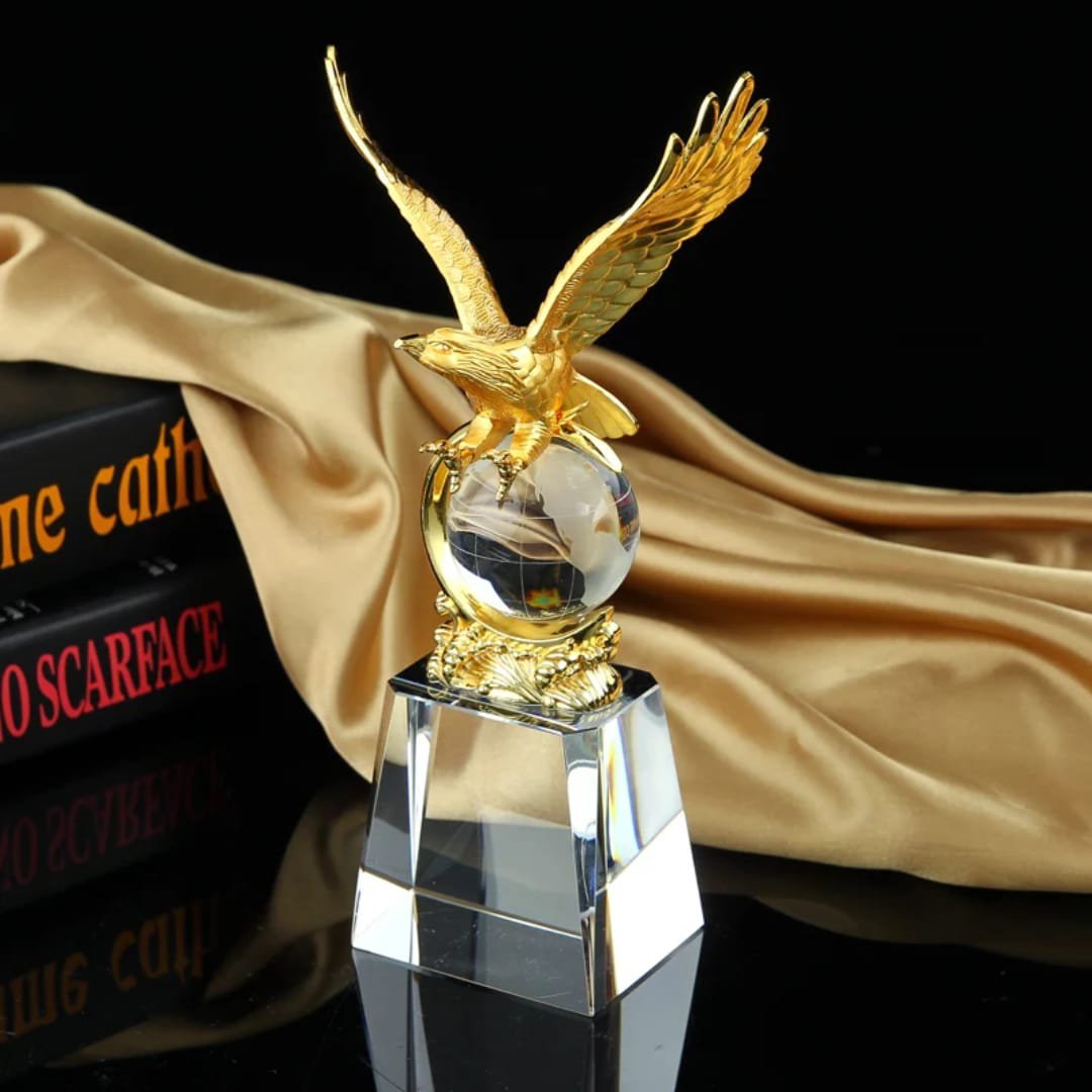 Gold Metal Eagle Trophy with Crystal Base – Luxury Decorative Ornament | Executive Decor Kenya