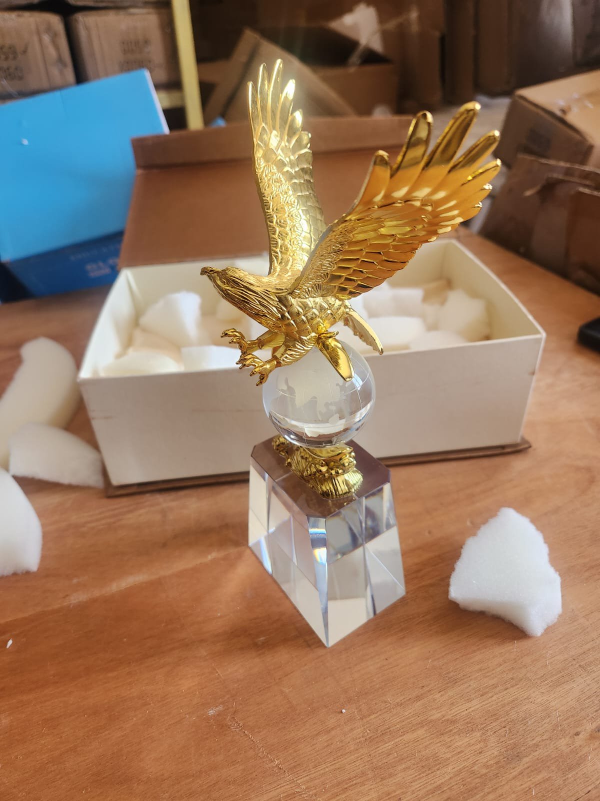 Gold Metal Eagle Trophy with Crystal Base – Luxury Decorative Ornament | Executive Decor Kenya - Image 2