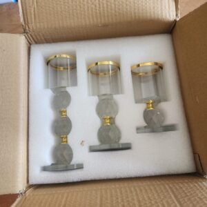 Crystal Glass Candle Holder Set – Luxury Decorative Candle Stand Set | Elegant Home Decor Kenya