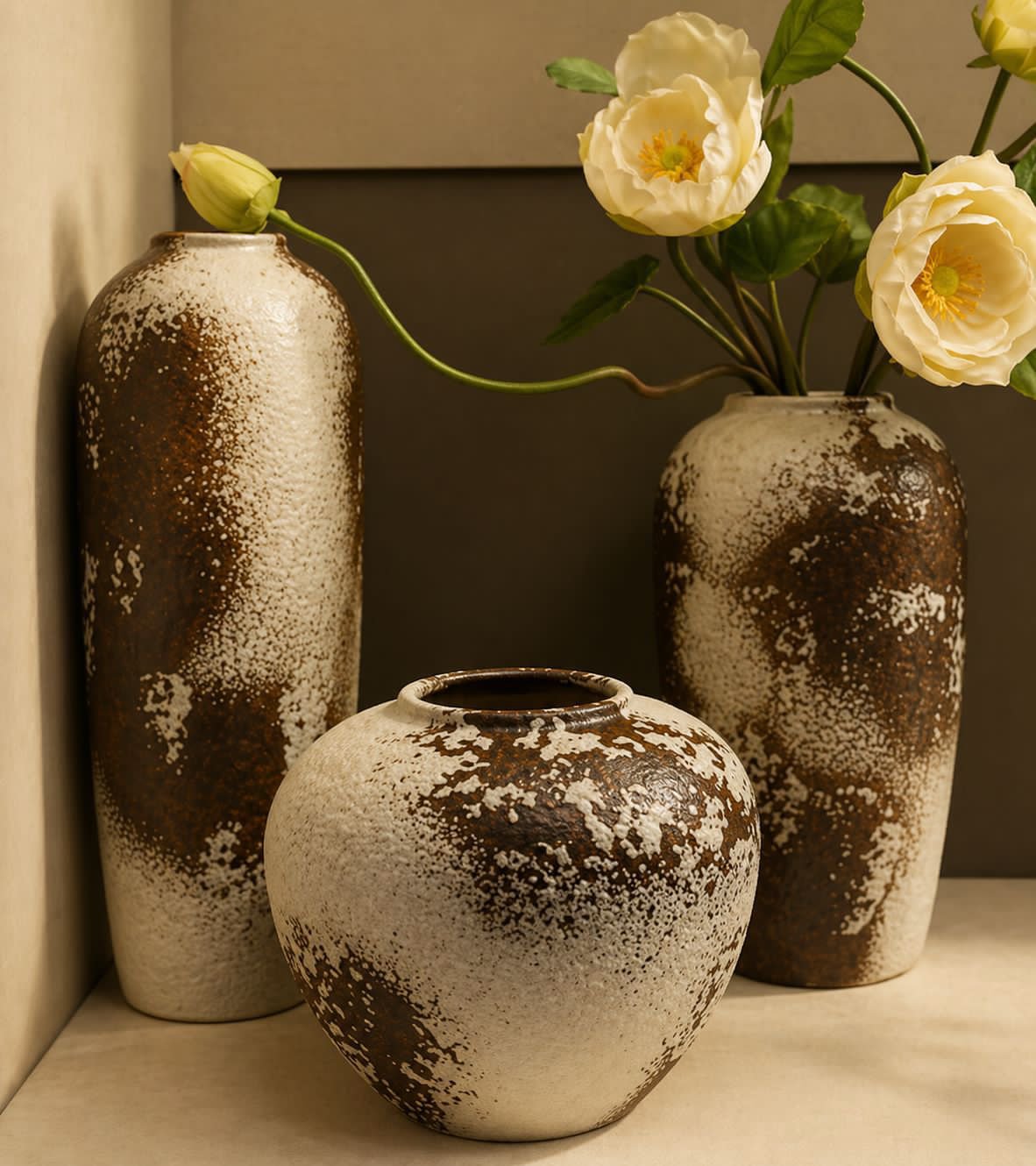 Rustic Brown Textured Vases – Modern Earthy Decorative Vase Collection | Luxury Home Decor Kenya