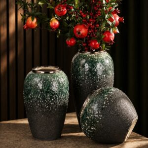 Dark Green & Gold Accent Vases – Luxury Decorative Vase Collection | Modern Home Decor Kenya