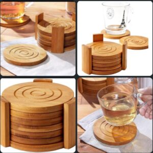 6PCS Round Bamboo Coaster Set – Eco-Friendly Drink Coasters | Table Decor Kenya