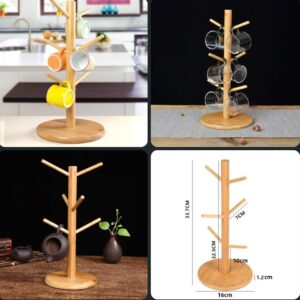 Creative Bamboo Cup Holder Stand – 6-Claw Mug Storage & Drying Rack | Kitchen Organization Kenya