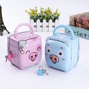Metallic Piggy Bank with Padlock & Keys – Secure Money Saving Box | Kids & Home Savings Kenya