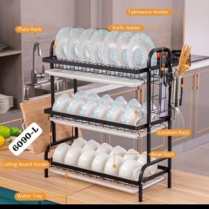 Heavy Carbon 3-Tier Dish Rack – Multi-Level Kitchen Drying & Storage Organizer | Kitchen Essentials Kenya