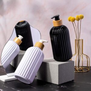 500ML Soap Dispenser with Bamboo Pump – Refillable Bathroom Lotion & Shampoo Bottle | Bathroom Accessories Kenya