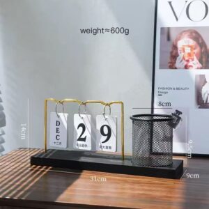 Luxe Desk Calendar & Pen Holder – Minimalist Workspace Organizer | Office Decor Kenya