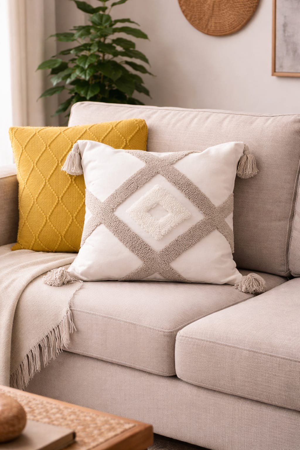 Scandinavian Boho Throw Pillow Cover with Tassels – Decorative Cushion Cover | Home Decor Kenya