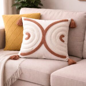 Scandinavian Boho Throw Pillow Cover with Tassels – Decorative Cushion Cover | Home Decor Kenya
