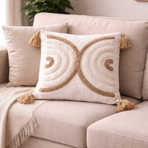 Scandinavian Boho Throw Pillow Cover with Tassels – Decorative Cushion Cover | Home Decor Kenya