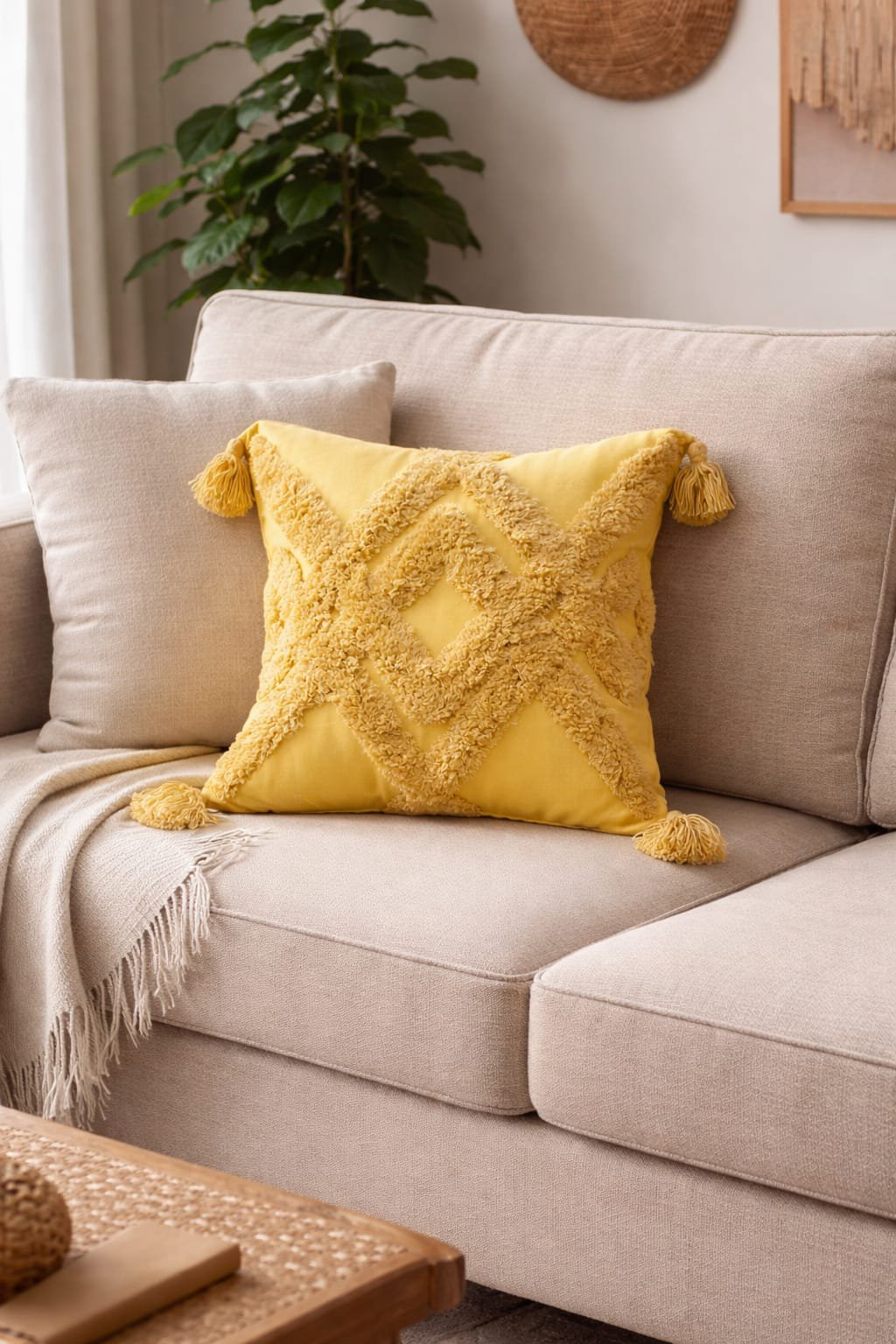 Scandinavian Boho Throw Pillow Cover with Tassels – Decorative Cushion Cover | Home Decor Kenya