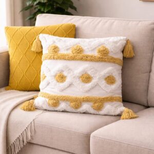 Scandinavian Boho Throw Pillow Cover with Tassels – Decorative Cushion Cover | Home Decor Kenya