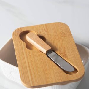 Porcelain Butter Dish Set with Bamboo Lid & Knife – 400ML Butter Keeper | Kitchen Essentials Kenya
