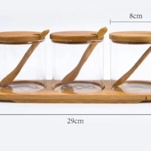 3-in-1 Glass Sugar Set with Bamboo Stand – Kitchen Storage & Serving Set | Dining Essentials Kenya