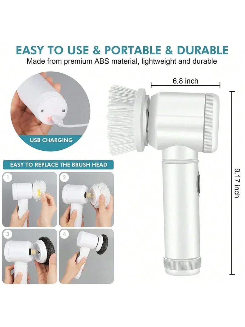 USB Rechargeable Magic Cleaning Brush – 3-in-1 Brush, Sponge & Polisher | Home Cleaning Gadget Kenya - Image 2