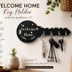 “Welcome Home” Wall Key Holder – Decorative Key Rack with Hooks | Entryway Organizer Kenya