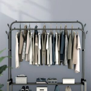 Advanced Double Layer Garment Rack – Heavy Duty Mobile Clothes Hanger with Shoe Storage | Home Organization Kenya