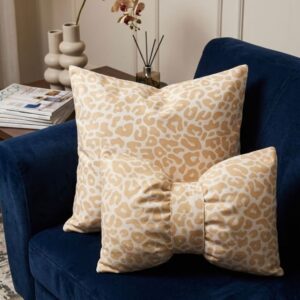 Animal Print Throw Pillow Set – Square Pillow & Bow Tie Cushion with Removable Covers | Luxury Home Decor Kenya