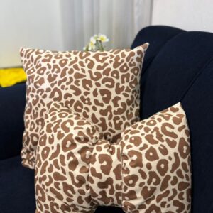 Animal Print Throw Pillow Set (Dark Brown)– Square Pillow & Bow Tie Cushion with Removable Covers | Luxury Home Decor Kenya