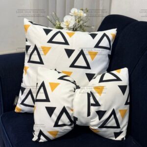 White, Black & Mustard Tribal Throw Pillow Set – Square & Bow Tie Cushions with Removable Covers | Modern Home Decor Kenya