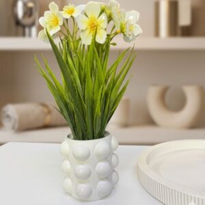 Artificial Daisy Flower Nordic Bonsai in Bubble Vase – Modern Tabletop Home Décor | Luxury Floral Decor Kenya