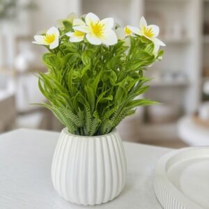 Artificial Daisy Flower Nordic Bonsai in Ribbed Vase – Modern Floral Home Décor | Luxury Decor Kenya