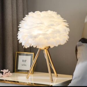 Elegant Modern Tripod LED Feather Table Lamp – Luxury Ambient Lighting | Home Décor Kenya