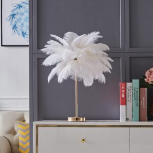 Modern Bedside LED White Feather Table Lamp – Luxury Ambient Lighting | Bedroom Décor Kenya