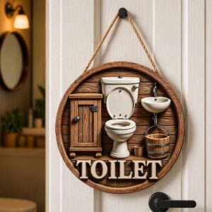 Toilet 2D Flat Wooden Bathroom Hanging Decor Sign – Modern Wall Art | Home & Bathroom Décor Kenya