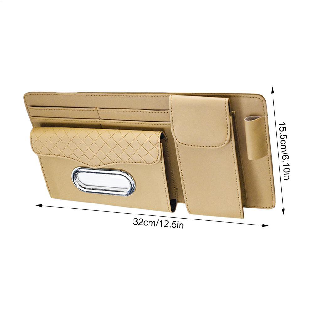 Multifunctional Car Sun Visor Organizer – PU Leather Storage Bag with Tissue Holder, Card & Document Slots | Car Accessories Kenya - Image 3