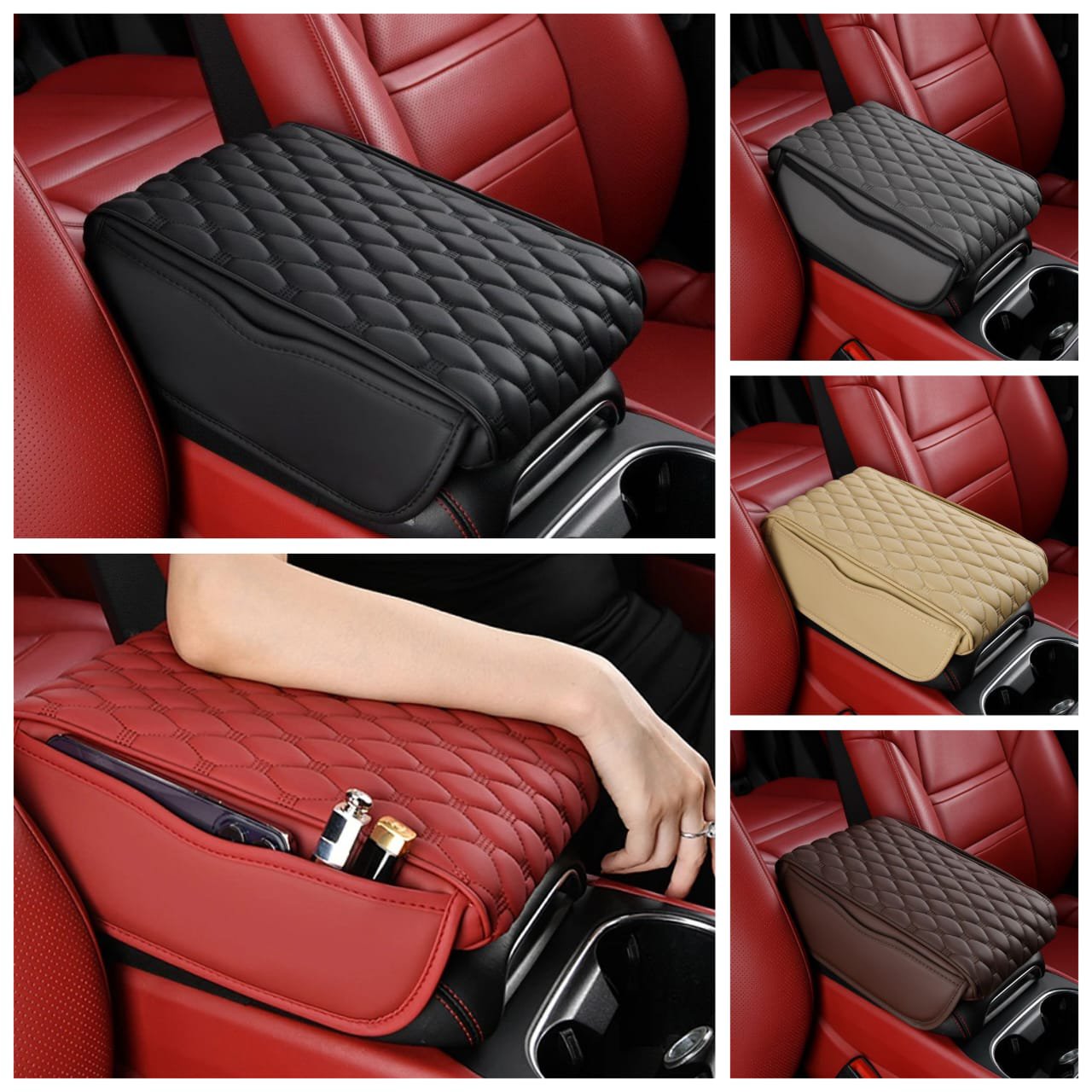 Universal Car Armrest Pad with Side Storage Organizer – Upgraded Console Cushion with Pockets | Car Accessories Kenya - Image 3