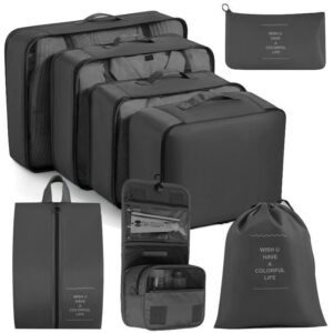 8pcs Luggage Travel Organizers Set – Suitcase Packing Cubes with Toiletry Bag | Travel Storage Organizers Kenya