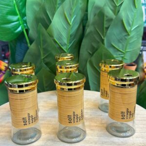 Glass Salt Shaker with Gold Lid – Elegant Spice Canister (20.5cm) | Kitchen Storage & Seasoning Jar Kenya
