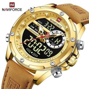 NAVIFORCE Gents Watch NF 9208 – Analog & Digital Dual Display Men’s Watch | Sport Leather Strap Watch Kenya
