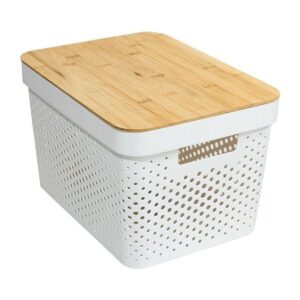 Large Modern Storage Basket with Bamboo Lid – 17L Multipurpose Organizer | Stylish Home Storage Kenya