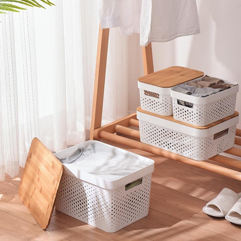 Large Modern Storage Basket with Bamboo Lid – 17L Multipurpose Organizer | Stylish Home Storage Kenya - Image 3
