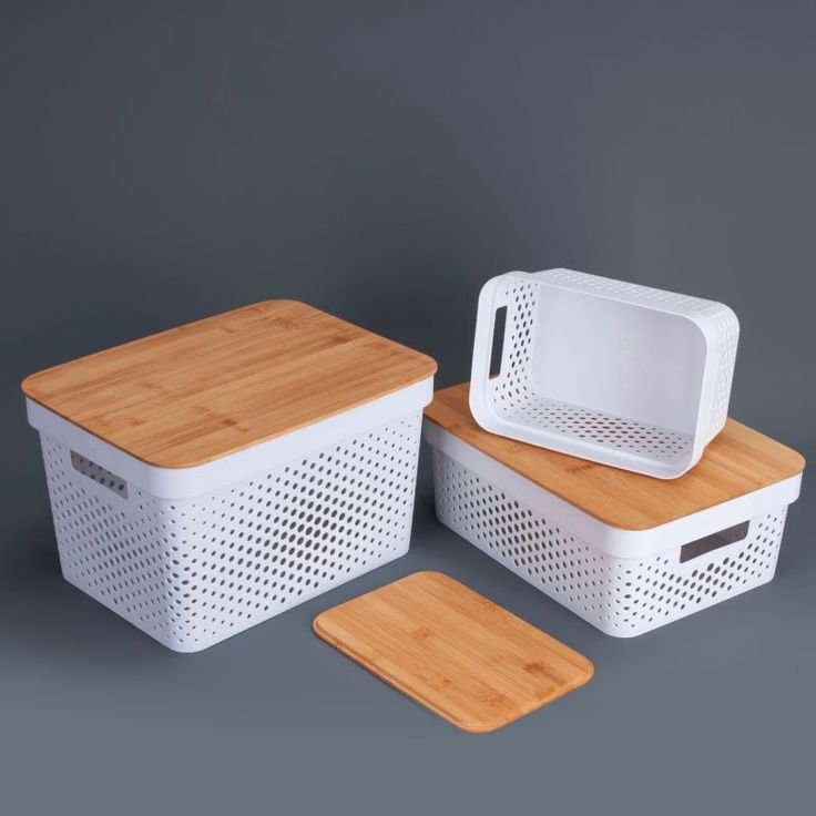 Large Modern Storage Basket with Bamboo Lid – 17L Multipurpose Organizer | Stylish Home Storage Kenya - Image 2