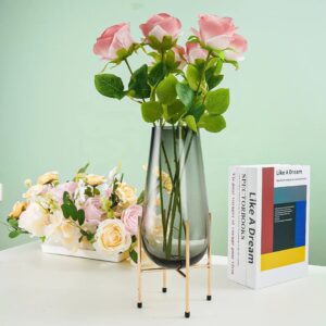 Nordic Modern Creative Glass Vase with Metallic Stand – Luxury Decorative Centerpiece | Home Décor Kenya