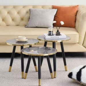 3-in-1 Nesting Luxury Marble Side Stools – Nordic Minimalist Coffee Tables | Modern Home Furniture Kenya