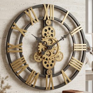 4 Gear Roman Vintage Wall Clock – Industrial Gear Design Antique Gold 40cm Wall Clock | Luxury Home Décor Kenya