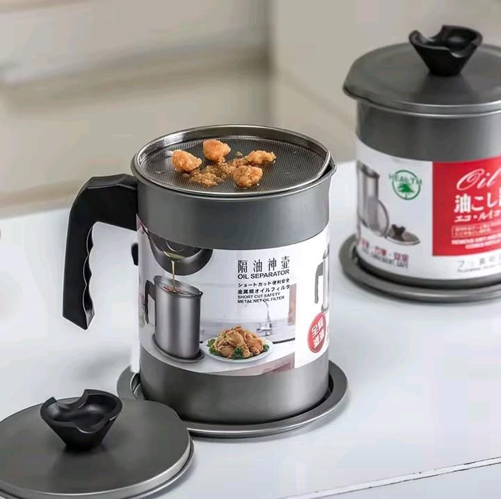 Stainless Steel Oil Filter Pot 1.7L – Non-Stick Oil Strainer & Storage Container | Kitchen Essential Kenya - Image 2