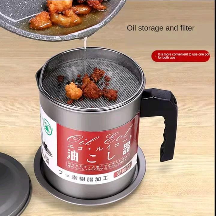 Stainless Steel Oil Filter Pot 1.7L – Non-Stick Oil Strainer & Storage Container | Kitchen Essential Kenya