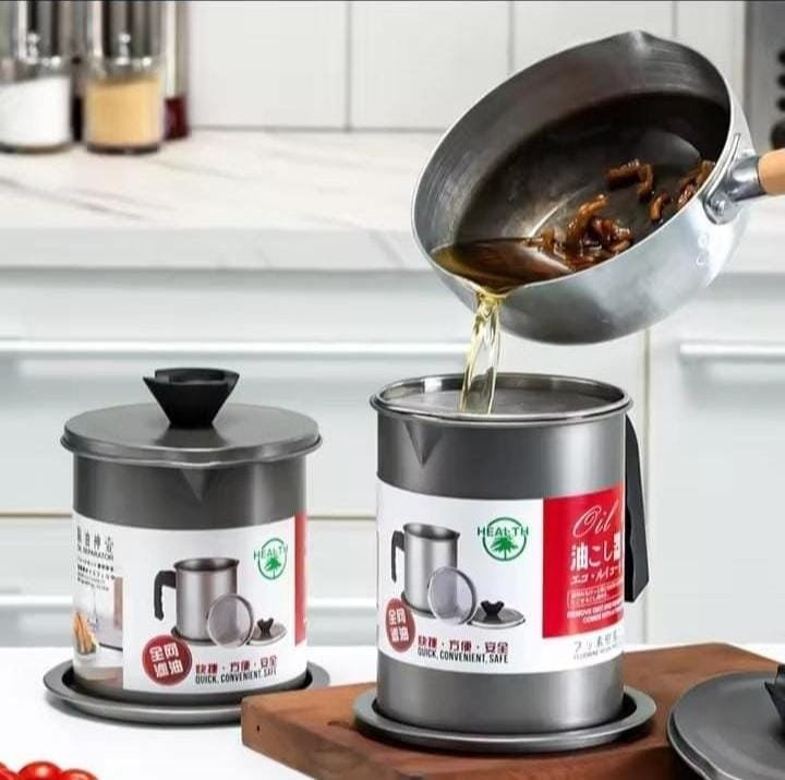 Stainless Steel Oil Filter Pot 1.7L – Non-Stick Oil Strainer & Storage Container | Kitchen Essential Kenya - Image 3