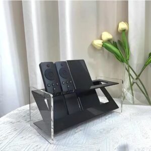 Acrylic Remote Holder – Luxury Multi-Compartment Organizer with Black Accents | Modern Home Organizer Kenya