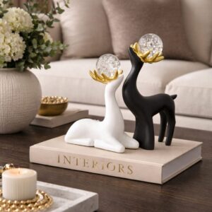 Crystal Sika Deer Ornament – Luxury Gold Horn Desktop & Living Room Animal Décor | Elegant Home Decoration Kenya