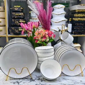 18pcs Japanese Dinner Set – Elegant Ceramic Tableware Set (6 Plates, 6 Bowls, 6 Mugs) | Modern Dining Set Kenya